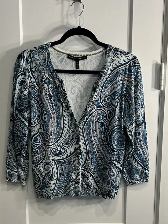 WHBM Cardigan Bundle Lot of 4 – Black White Classics Chevron Stripe Polka Paisle - Picture 13 of 15